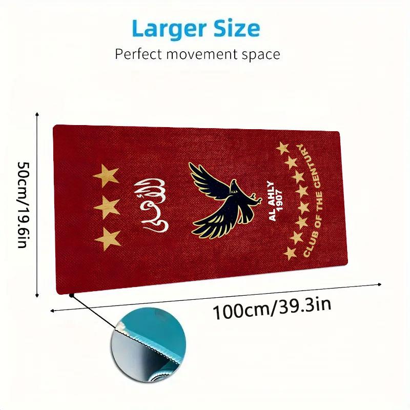 Al Ahly SC Mouse Pad, Large Gaming Desk Mat, Non-slip XXL Mousepad for Laptop & Tablet, Mini PC Playmat with Stitched Edges