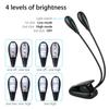Clip-on Led Light 2pcs Arms Multipurpose Adjustable Dimmable Rechargeable Super Bright Reading Lamp