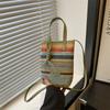Fashion Contrasting Color Straw Messenger Bag All-match Light Weight Straw Crossbody Bag High Capacity Weave Beach Bag Daily Use