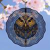 Kaijit - Majestic Owl Design 3D Hanging Wind Chime with Golden Mirror Reflection, Bird Deterrent Outdoor Decor for Garden & Weddings