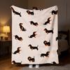 1pc Multi-pose Dachshund Pattern Flannel Blanket Single-sided Print Suitable for Bed Sofa Camping Car and Office a Cozy and Comfor
