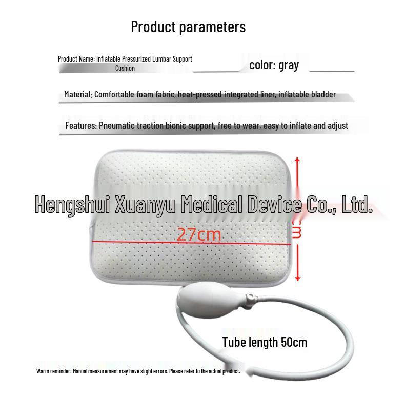 

Breathable Lumbar Support Belt with Removable Pneumatic Traction Pad and Inflatable Compression Pillow Gray Traction Airbag