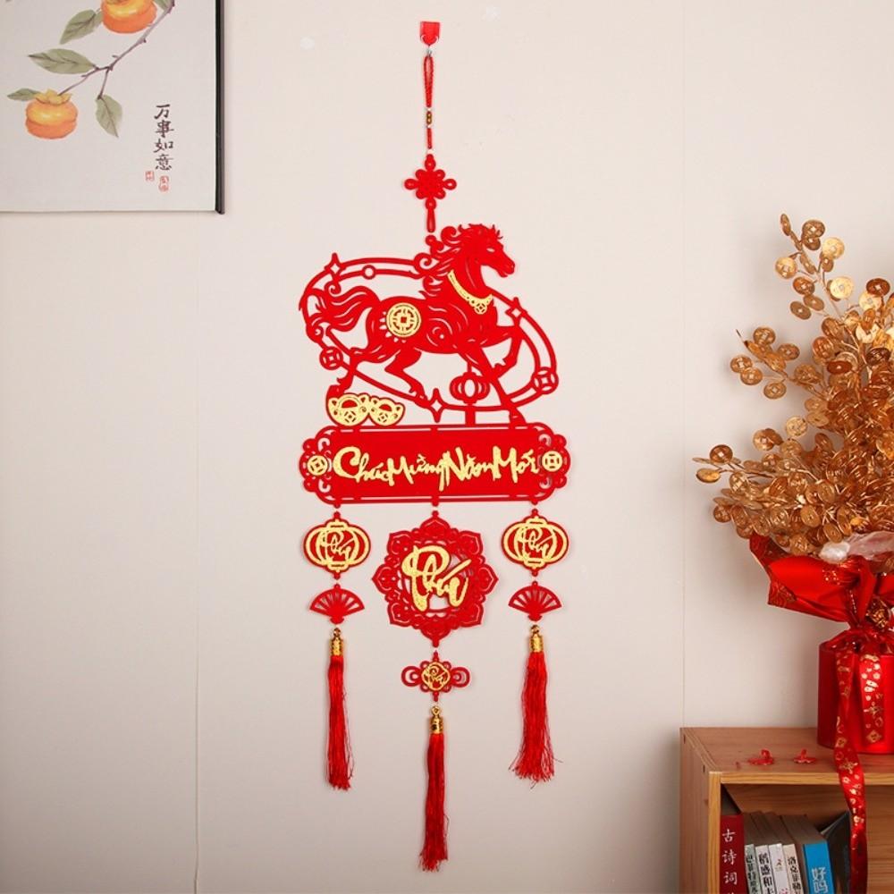 2026 Lunar New Year Pendants Vietnamese with Tassel Hanging Ornament Red Horse Pattern Spring Festival Pendants