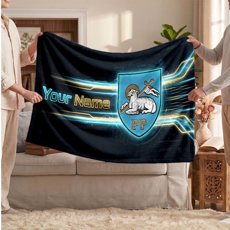 Preston North End Personalized Fleece Blanket With Football Logo, Custom Name Text Soft Warm Home Throw Blanket