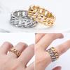 Silver Color Wedding Gold Filled Stainless Steel Band Ring Jewelry Link Chain Ring