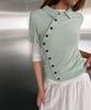 CHICKS Stand Collar Asymmetrical Shirt Mint
