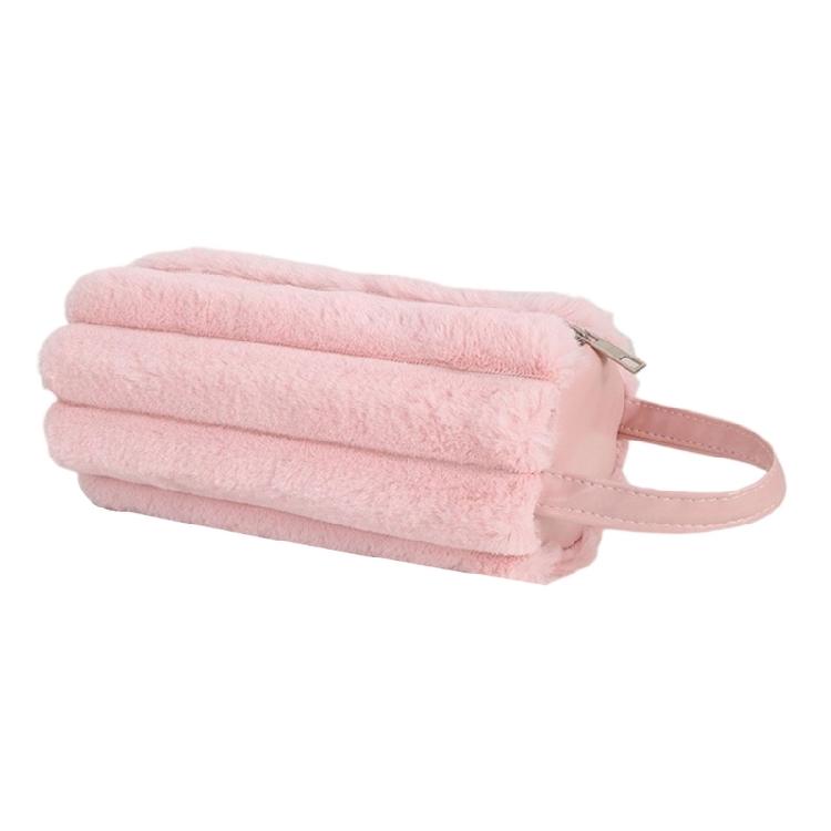 

Big Capacity Pencil Case Light Weight Plush Pen Case with Handle Large Pen Pouches Pencil Organizers Travel Makeup Bag розовый