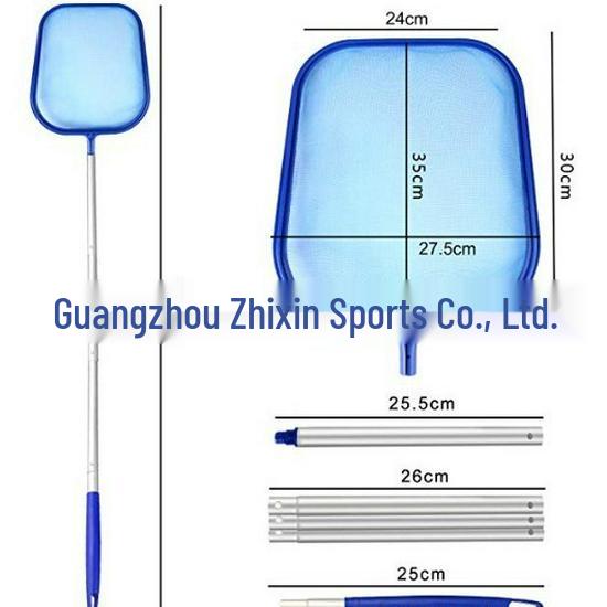 Four-Piece Pool Cleaning Set with Pole, Net, Sponge, and Brush