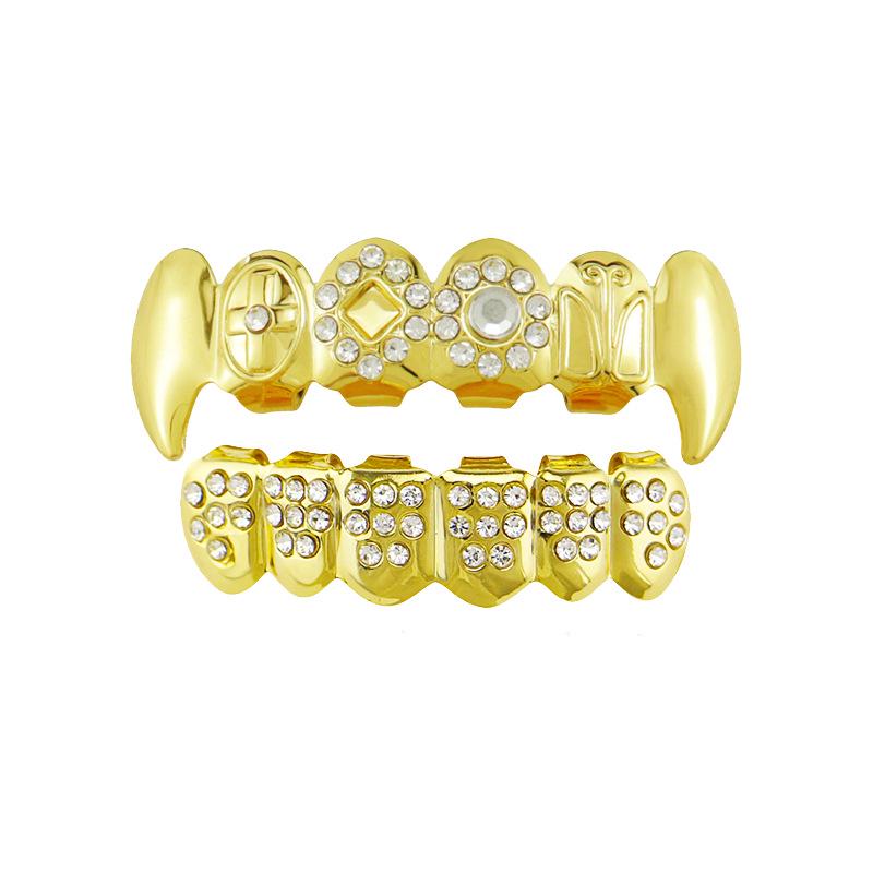 18K Gold-Plated Hollow Vampire Fangs Grills - Halloween Hip-Hop Costume Jewelry