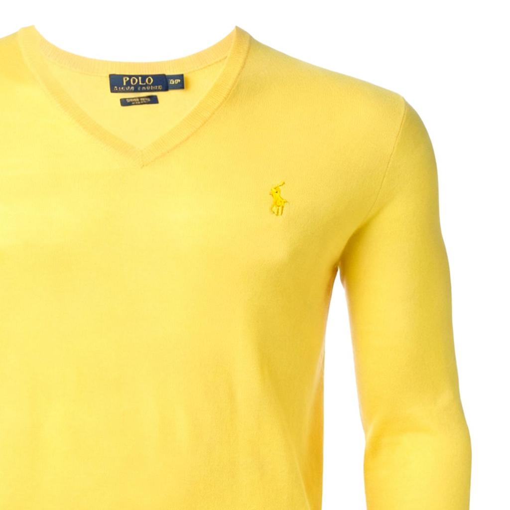 Polo Ralph Lauren Solid Color Small Pony Logo Embroidered V-Neck Washable Wool Knit Sweater Men Sweater 710781028-006