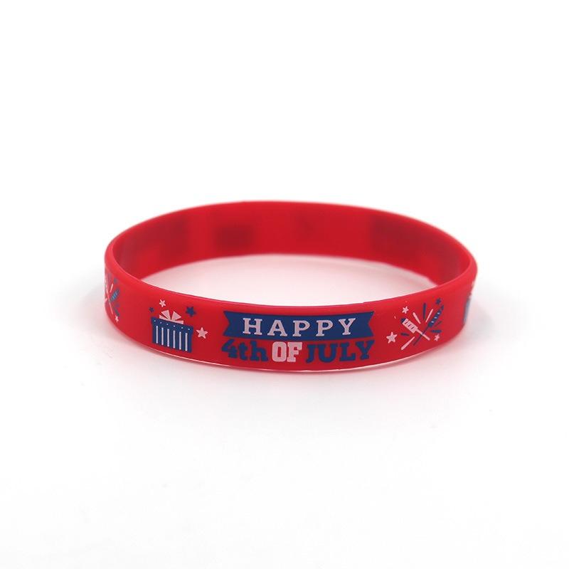 Paquete de 6 Pulsera de Goma Love USA Bandera Estrellada Americana Impresa para Celebrar el Día de la Independencia Pulsera de Silicona