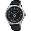 Standard Moon Phase Analog Men's Watch MTP-M100L-1AV Round Face Leather Band Black Overseas Model