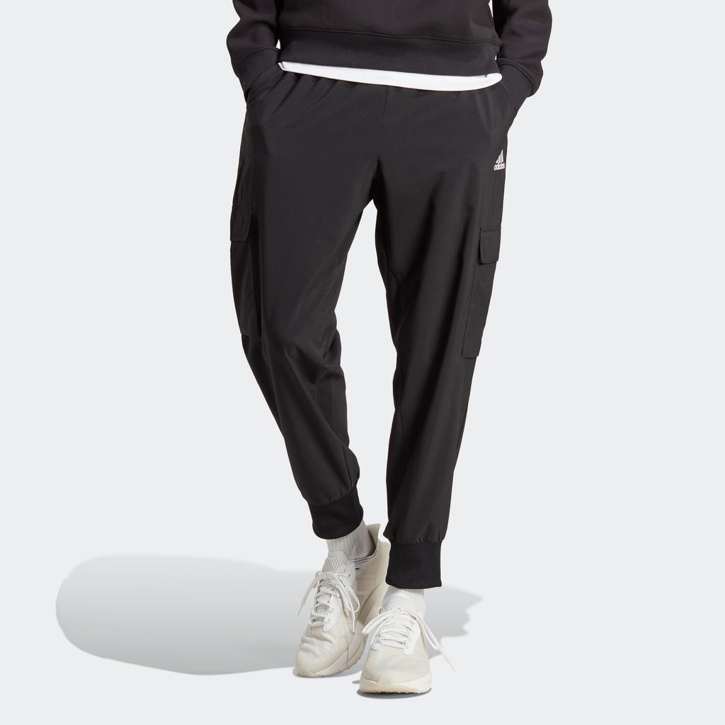 Adidas Essentials Cargo Ankle-Length Pants With Logo Cuffs Men Bottoms Black HA4348