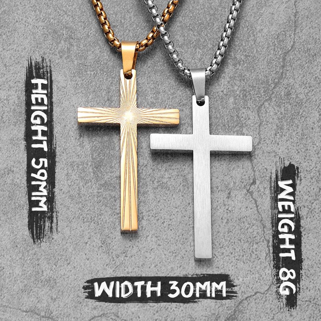 Refract Light Cross Stainless Steel Men Women Necklaces Pendants Chain Amulet Punk Trendy Jewelry Creativity Gift Wholesale
