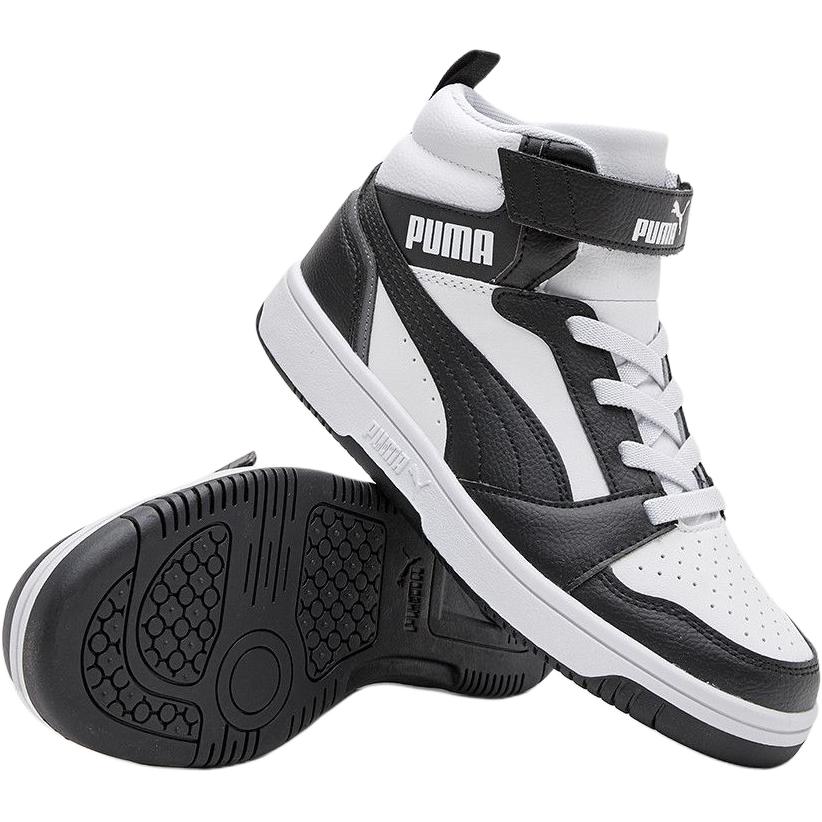 Puma Rebound V6 Leather Mid AC+ Jr Versatile Comfortable Shock Absorbing Durable Mid-Top Kids Basketball Shoes Kids Basketball Shoes 404317-01