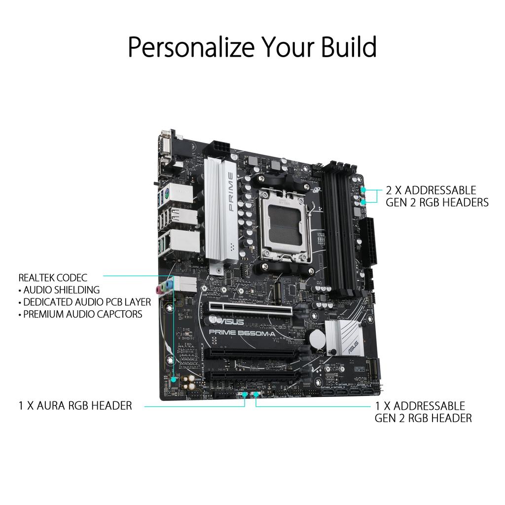 Asus AMD Socket AM5 Compatible B650M Chipset Motherboard PRIME Authorized Distributor Product Micro-ATX B650M-A/CSM/Domestic