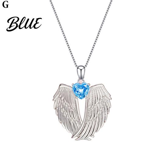 Angelic Charm Necklace Angel Wings Rhinestone Hug Guardian Pendant Blessings