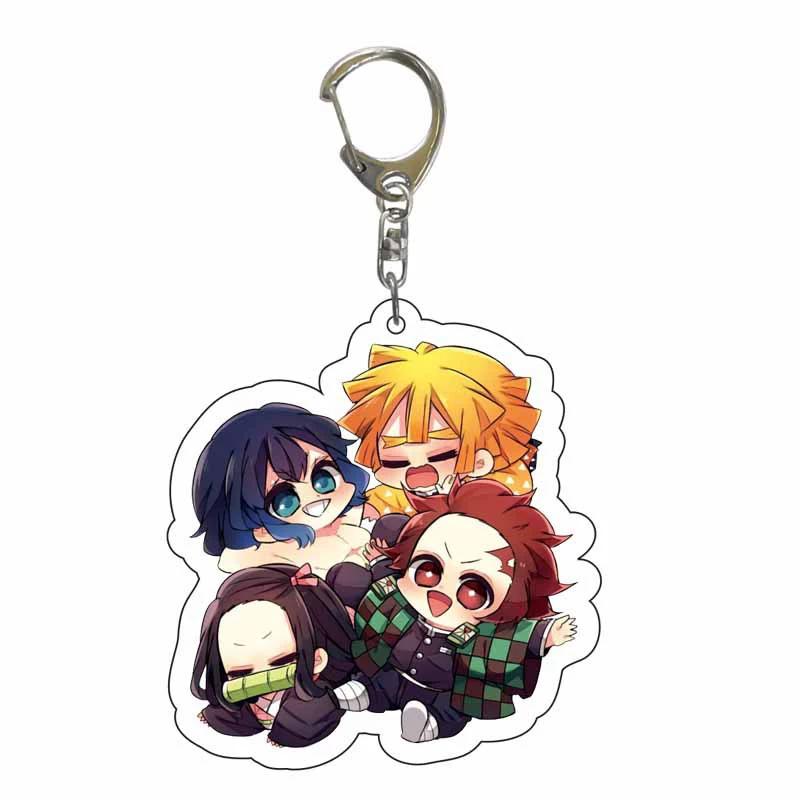 Keychain Pendant Anime Demon Slayer Kimetsu No Yaiba Kamado Tanjirou Double Sided HD Bag Pendant Gift For Fans Cosplay Props Jewelry Gift