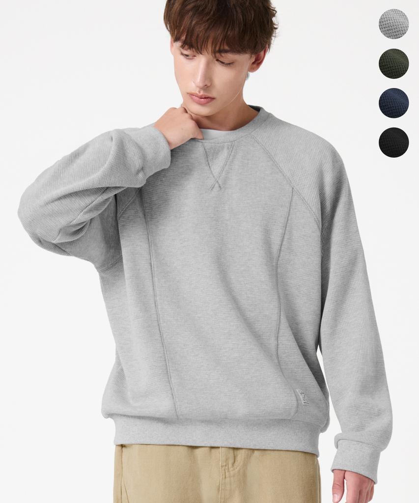 TRILLION Overlock Stitch Waffle Sweatshirt_4Color