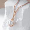 Luxury  Rose Gold Color Pendant Necklace For Women Unique Geometric Pearl Pendant Bride Daily Fine Jewelry  New
