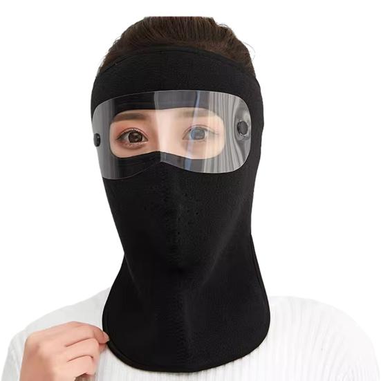 Winter Cycling Fleece Face Guard with Goggles Men Women Cold Weather Outdoor Clear Vision Windproof Antifog Goggle Thermal Full Face Guard