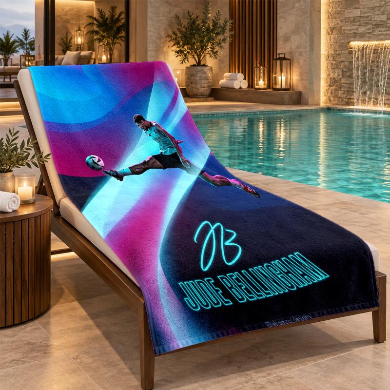 Beach Towel with Jude Bellingham Design, Quick Dry Lightweight Towel for Swimming Pool Travel