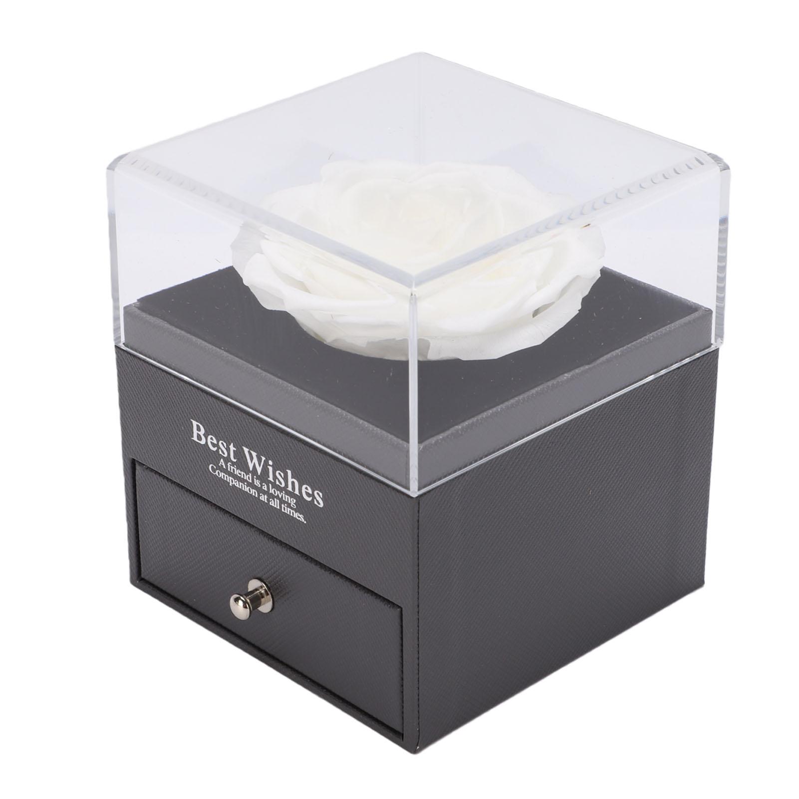 

Preserved Flower Jewelry Box Heart Pendant Displaying Eternal Flowers Necklace Box with Slide Out Drawer for Birthday білий