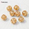 8/10mm 14K Gold Plated Brass Round Hollow Spacer Beads For Bracelet Necklace Making,Separator For Beads,Jewelry Making Material
