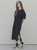 Avang Dart Sleeve Logo Long Dress - Black