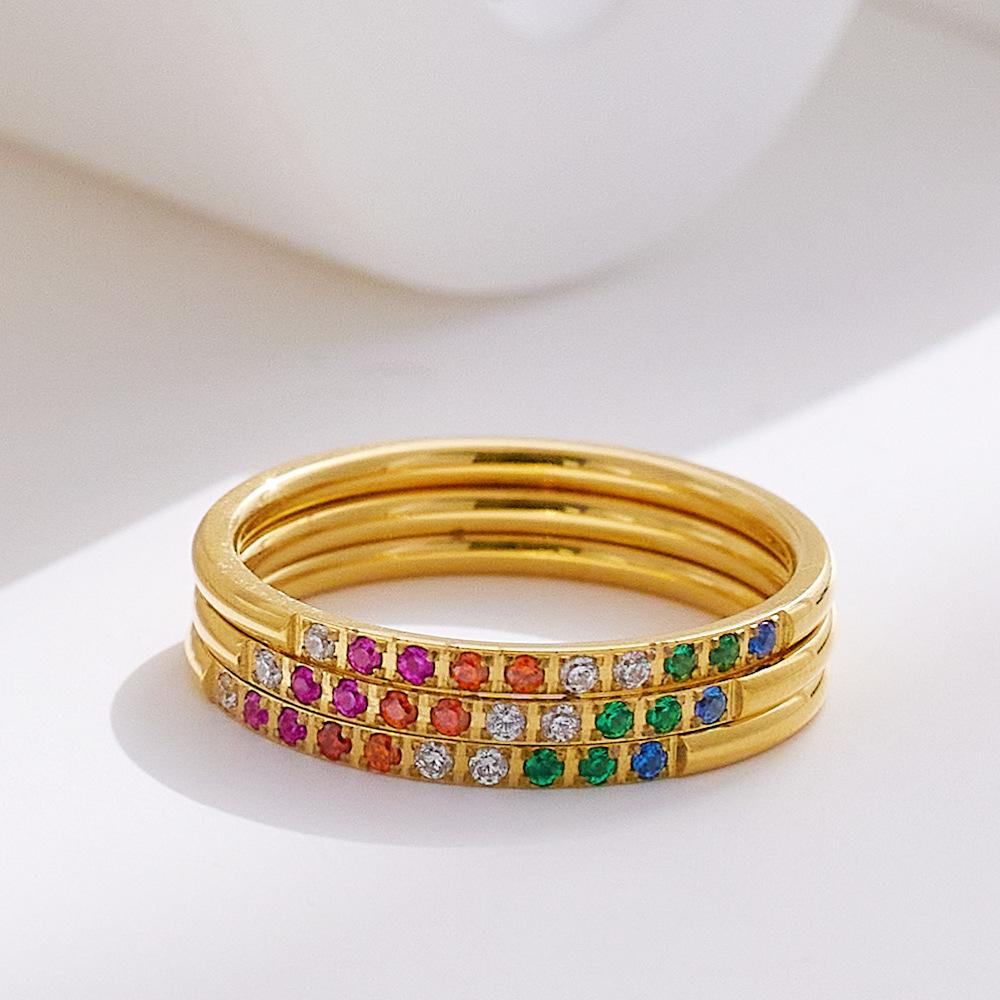 Hot-selling Thin-ring Colored Zirconium White Zirconium Simple Rings Fashionable Stacked Diamond Rings