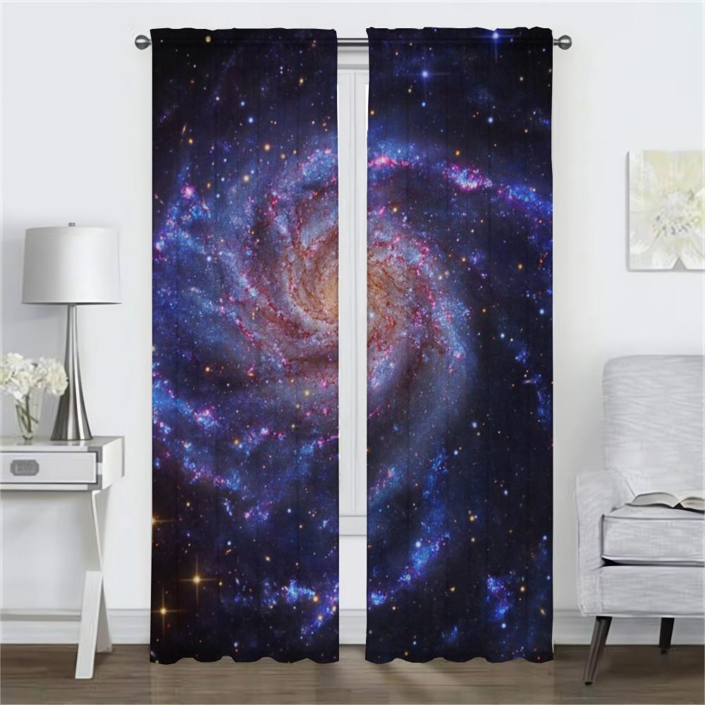 Kosmiczna Mgławica Zasłony Kuchenne do Dekoracji Aparatu na Halloween Zasłona Okienna do Pokoju 2 Panele Rolety Przegroda Salon Zaciemniająca
