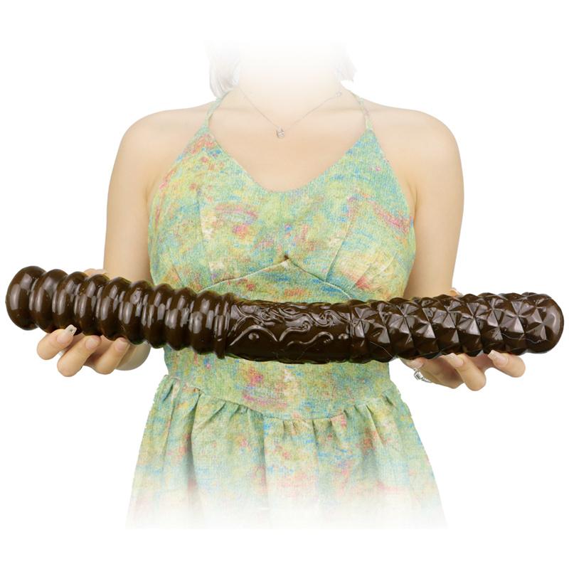 Coffee Double-headed Gold Hoop for Women's Double-headed Dildo Oversized Thick and Long Dildo Anal Plug