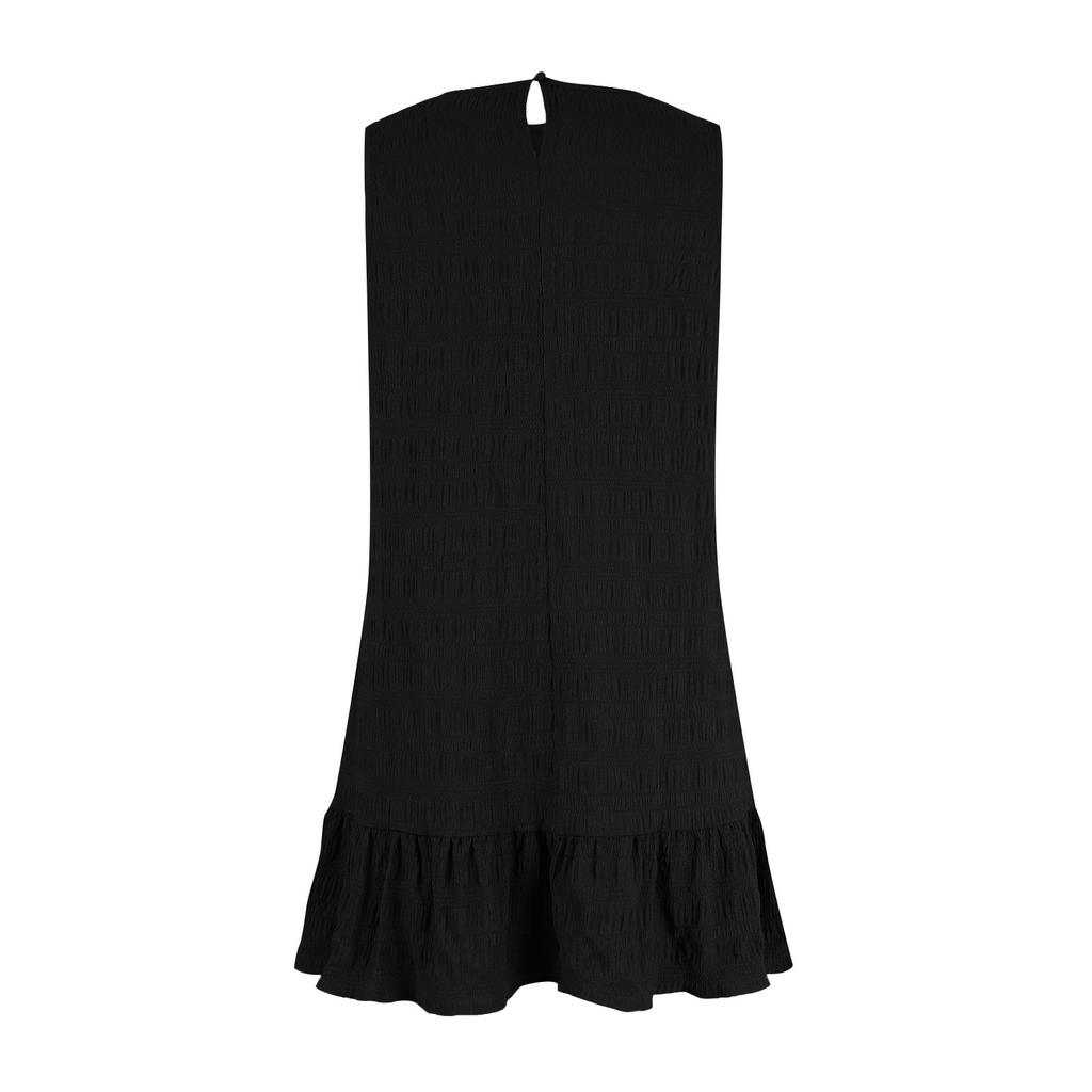 Women's Fashion Loose Versatile Sleeveless Round Neck Casual Color Dresses