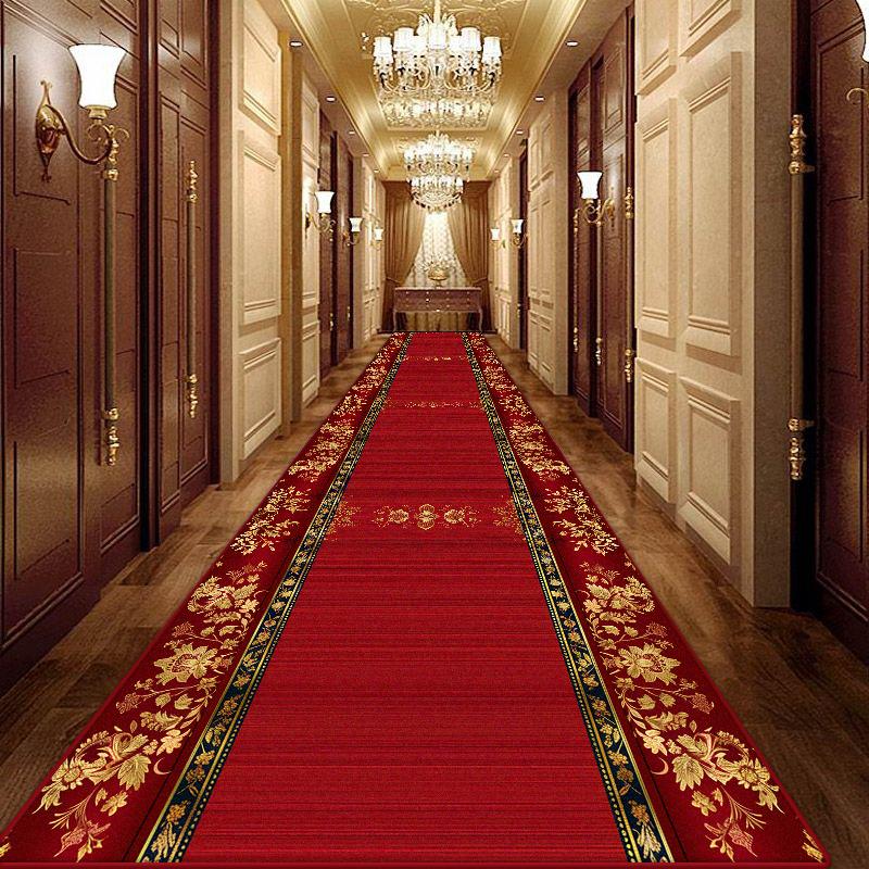 Senior Home Corridor Decoration Carpet Luxury Foldable Wedding Lobby Entryway Red Long Rug Hotel Hallway Non-slip Mat Easy Clean