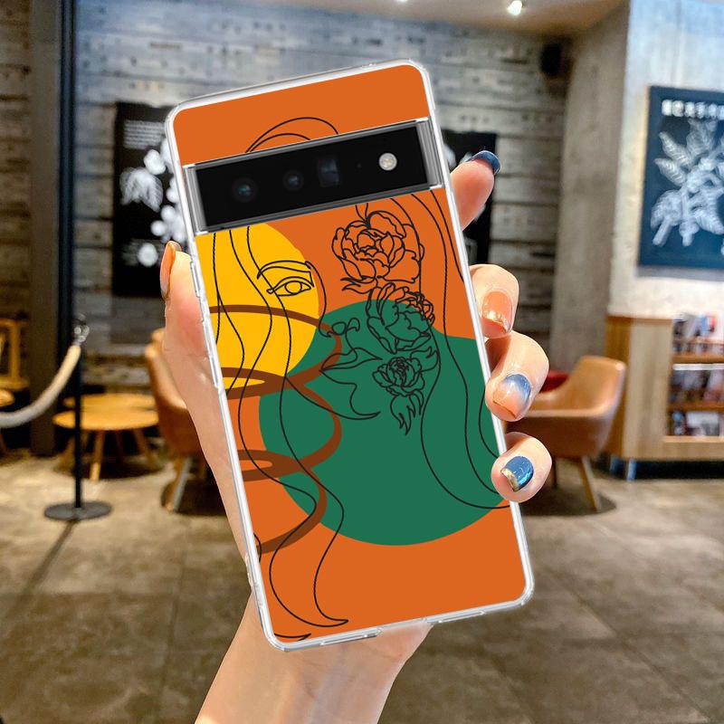 For Google Pixel 10 Pro Clear Phone Case Pixel 9 Pro XL Pixel 8 Pro 9A 8A 7A 7 6A 6 Pro Soft TPU Cover One Line Art