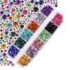 1 Set Round Nail Art Rhinestone Kit with Storage Box 12 Grids Flatback Rhinestone DIY Nail Design Crafting Decoration Fake Gems