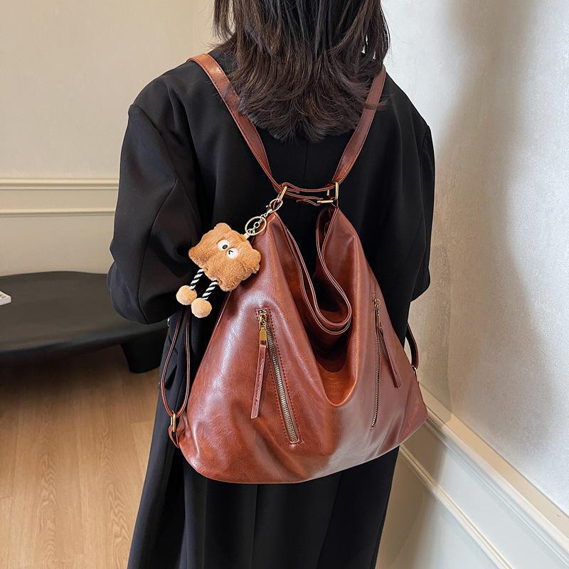 Women's 2025 Retro Casual Crossbody Tote Backpack - Large Capacity, Versatile for Commuting
