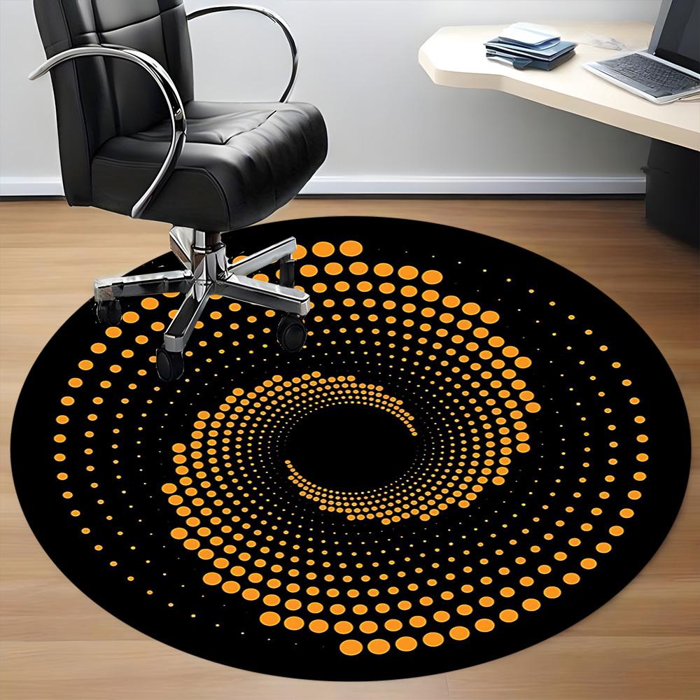 1pc Vortex Dots Office Round Area Rug, Indoor Mat Suitable For Office, Under Office Chairs Bedroom Living Room Home Decor, Room Deco