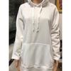 New Fall Women's Clothing Fashion Wind Street Easiest for Match Long Sleeves Pure Color Hooded Tops Split Mid Length Long Length Pocket Sweatshirt