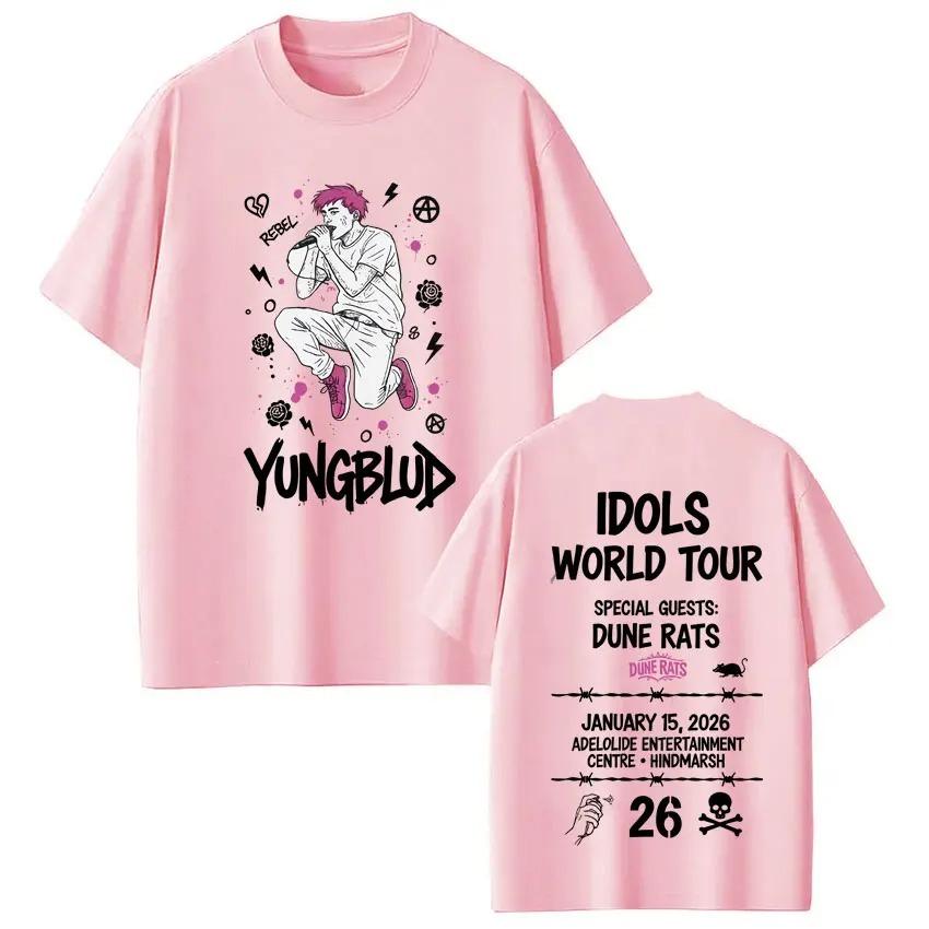 Unisex Women Gothic Punk Tshirts Singer Yungblud IDOLS Tour 2026 Graphics Tshirt Shortsleeved Loose Hiphop Cotton Tshirts Tops