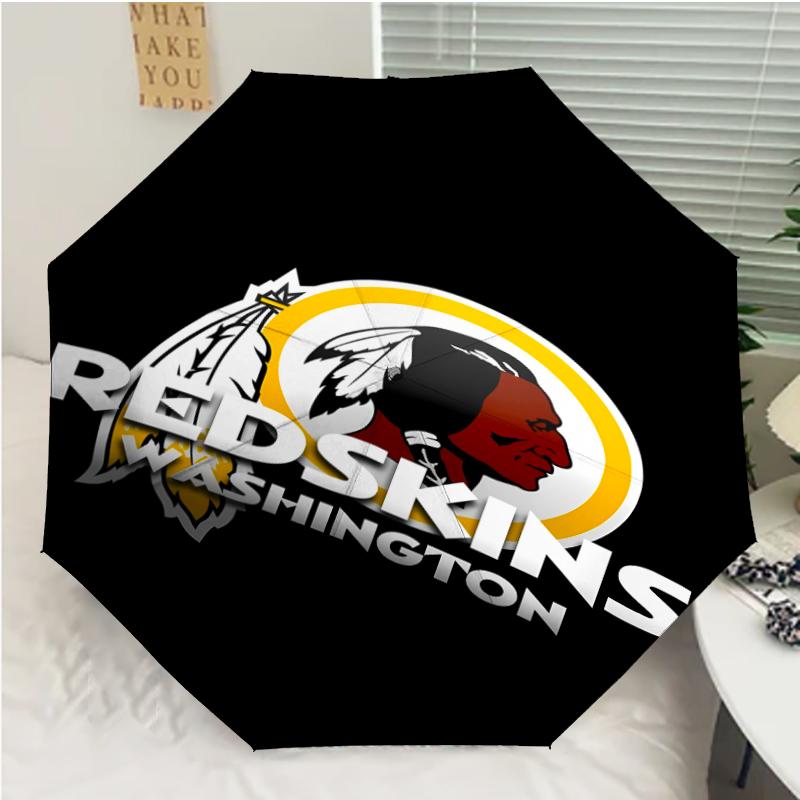 Washington Commanders Print Automatic Umbrella, 8 Rib Iron Frame, Plastic Handle, Suitable for Outdoor Travel &Daily , Ideal Gift