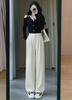 Women's High Waist Pleated Suit Pants Elegant Drape Straight Leg Wide Leg Trousers Office Business Casual Floor Length Long Pants