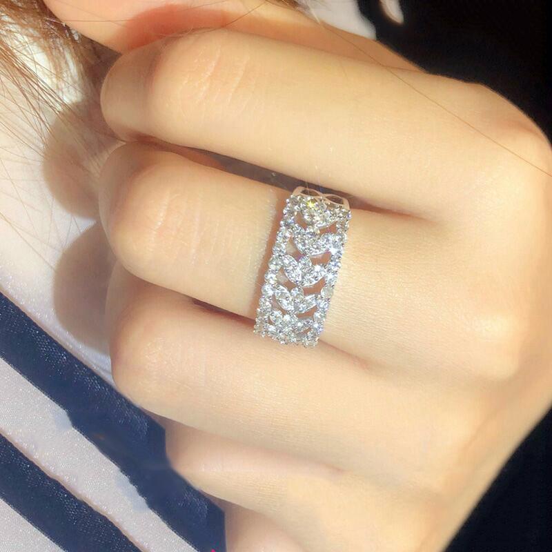 100 %Real 925 Silver Sterling Diamond Ring For Women Fine Silver 925 Jewelry Bizuteria Wedding Bands Diamond Jewelry Anel Box