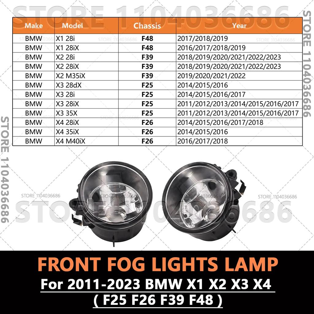 For 2011 2012 2013 2014 2015 2016 2017 2018 2019 BMW X1 X2 X3 X4 F25 F26 F39 F48 Front Fog Lights Lamp 63177238787 63177238788