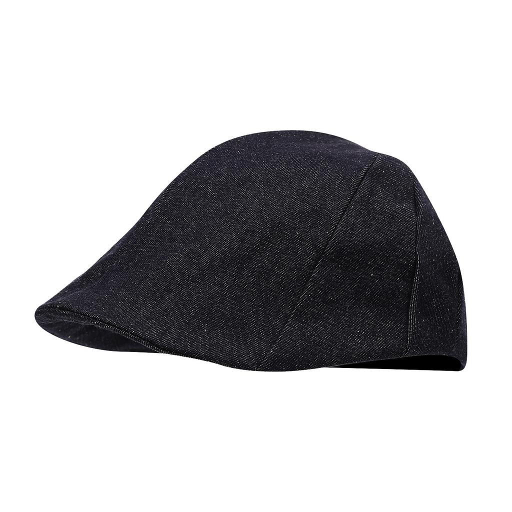 Denim forward hat retro British short brim newsboy hat solid color denim duck tongue beret men's and women's casual painter hat