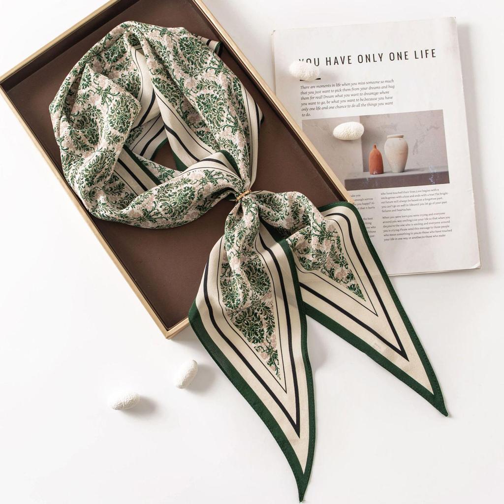 Elegant 2025 Autumn Double Crepe Diamond Scarf: High-End, Dual-Use, Double-Sided Print Shawl for Women