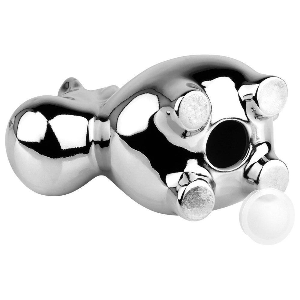Ceramic piggy bank, silver mirror finish, 18x10.5 cm