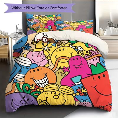 Mr. Men Little Miss  Pattern Bedding Quilt Set  Home Decoration  Gift (1 * Duvet Cover + 2 * Pillowcase  Without Core)