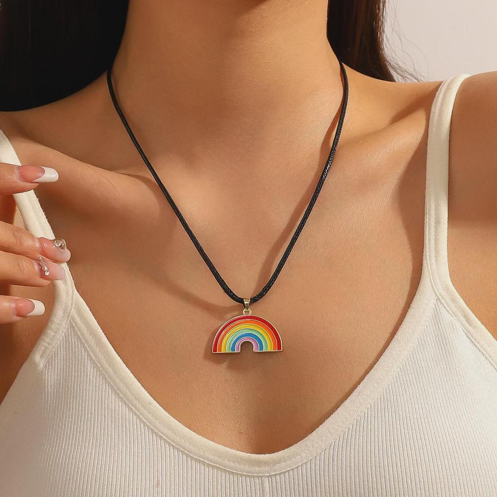 Rainbow Crystal Friendship Multi-Layer Necklace for Couples