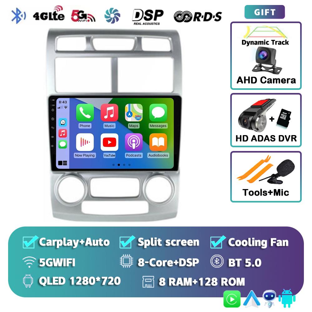 Android 14 Carplay Auto For KIA Sportage 2004 - 2007 Car Radio 4G+WIFI Player Multimedia Stereo 360 Camera Navigation Video GPS